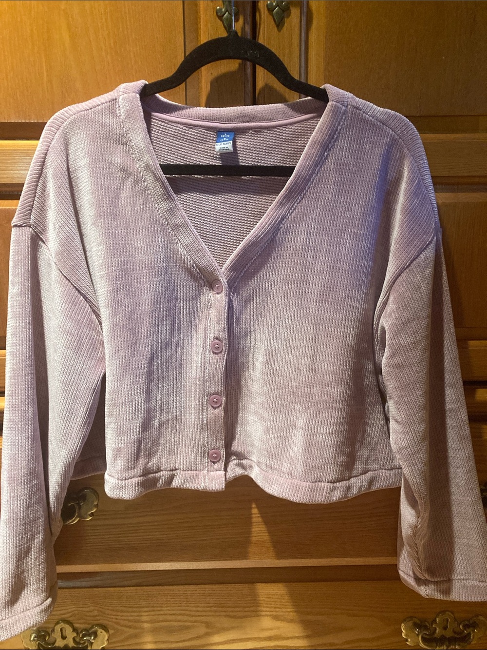 Old Navy Cropped V-Neck Cardigan in Dusty Lavender